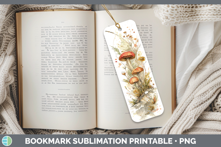 Cinnamon Cap Mushroom Sketch Bookmark Sublimation Design