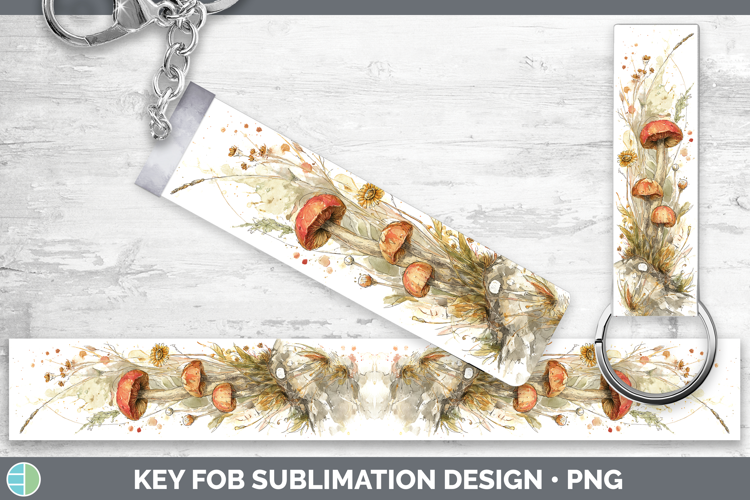 Cinnamon Cap Mushroom Sketch Key Fob Sublimation Design