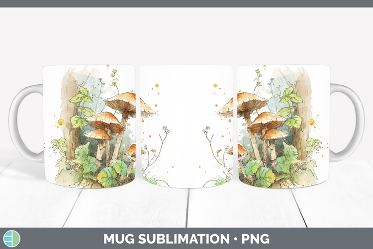 Cinnamon Cap Mushroom Sketch Mug Wrap Sublimation Design