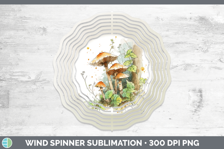 Cinnamon Cap Mushroom Sketch Wind Spinner Sublimation Design