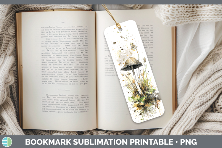 Common Inkcap Mushroom Sketch Bookmark Sublimation Design
