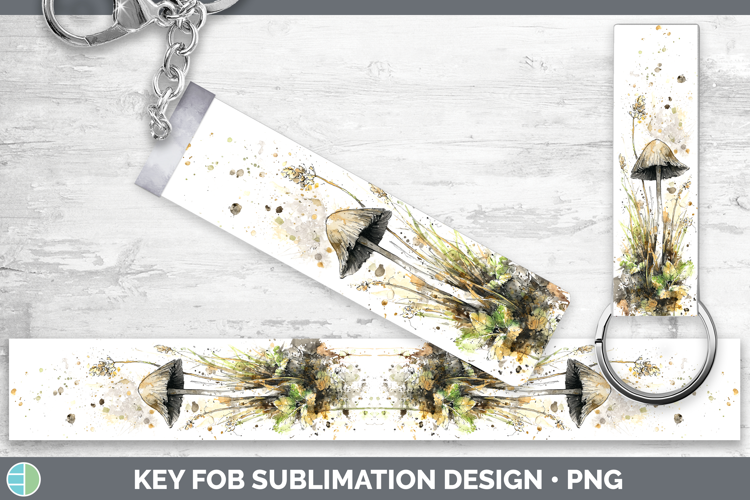 Common Inkcap Mushroom Sketch Key Fob Sublimation Design