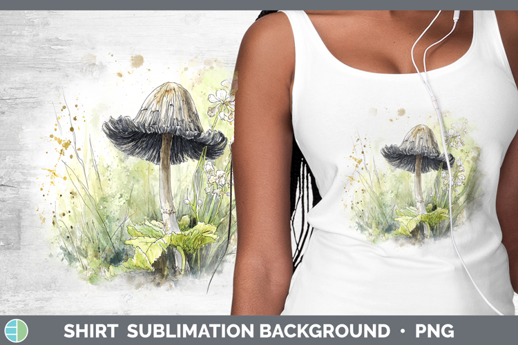 Common Inkcap Mushroom Sketch Shirt Sublimation Design