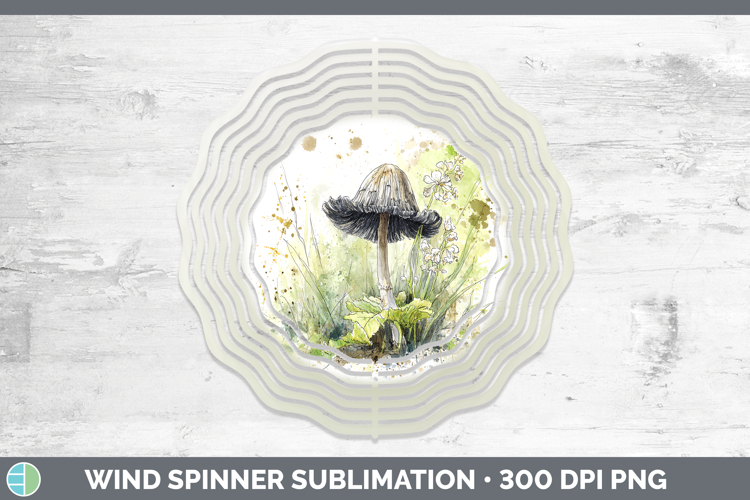 Common Inkcap Mushroom Sketch Wind Spinner Sublimation Desig