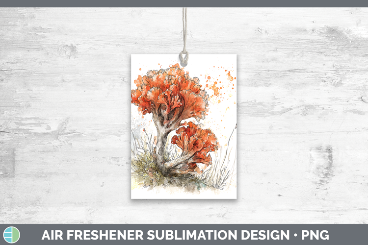 Coral Mushroom Sketch Air Freshener Sublimation Design