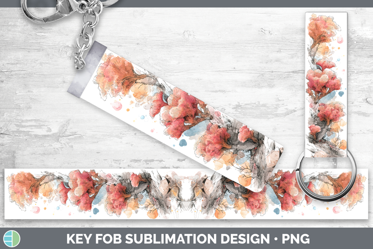 Coral Mushroom Sketch Key Fob Sublimation Design