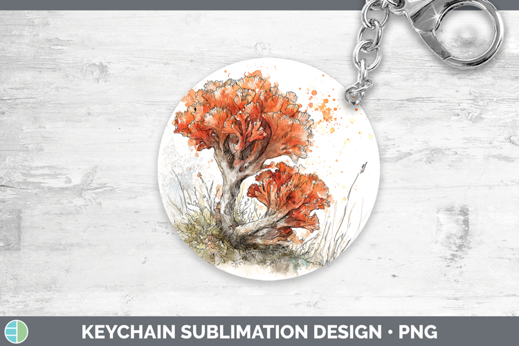Coral Mushroom Sketch Keychain Sublimation Design