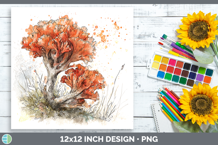 Coral Mushroom Sketch Paper Backgrounds Design