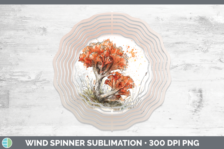 Coral Mushroom Sketch Wind Spinner Sublimation Design