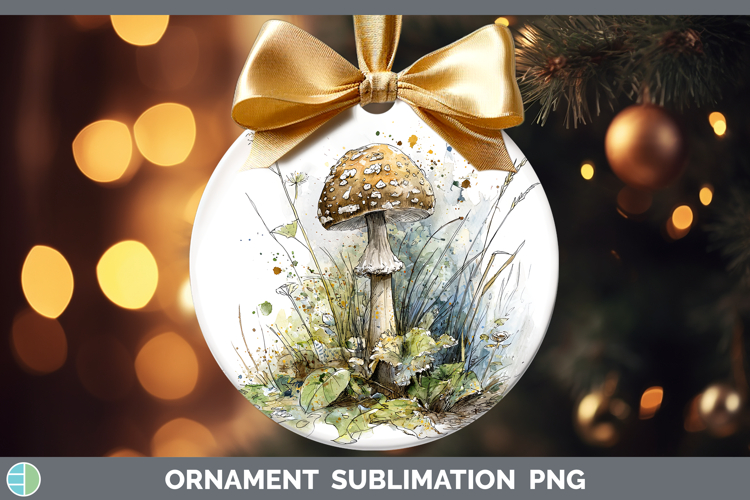Death Cap Mushroom Sketch Ornament Sublimation Design