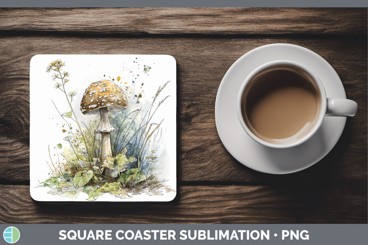 Death Cap Mushroom Sketch Square Coaster Sublimation Design