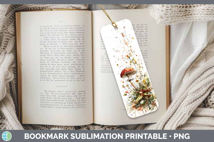 Destroying Angel Mushroom Sketch Bookmark Sublimation Design