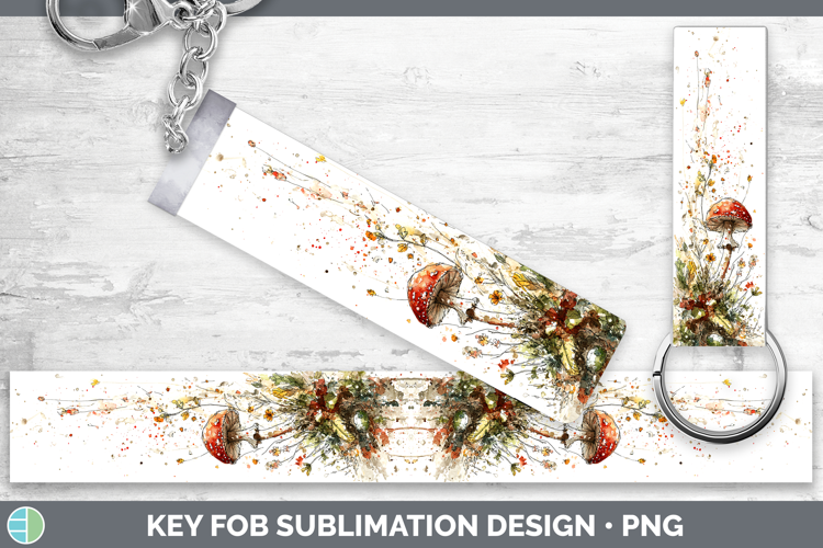 Destroying Angel Mushroom Sketch Key Fob Sublimation Design