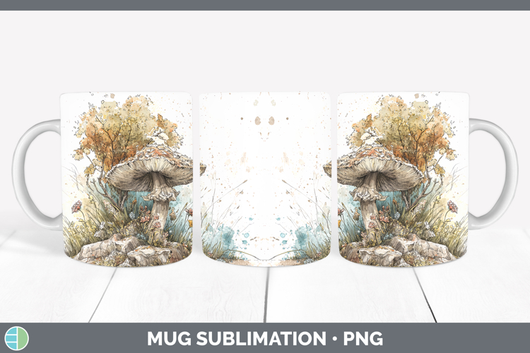 Destroying Angel Mushroom Sketch Mug Wrap Sublimation Design