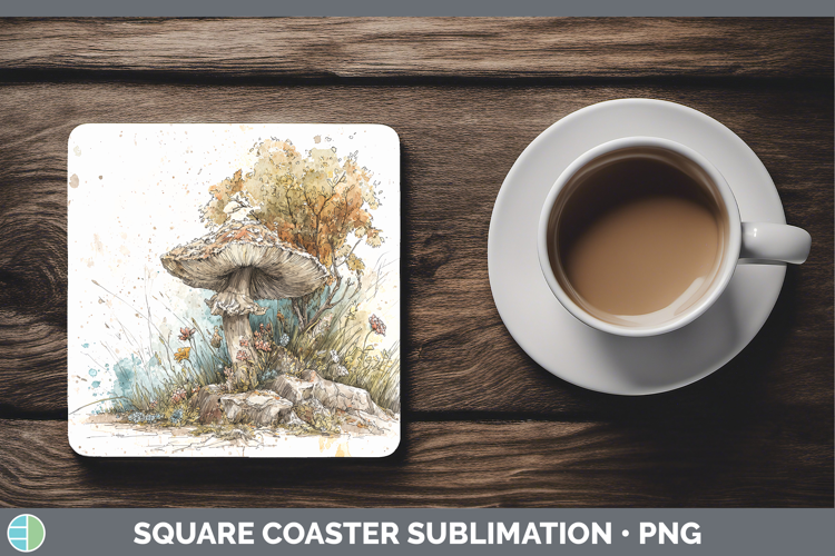 Destroying Angel Mushroom Sketch Square Coaster Sublimation