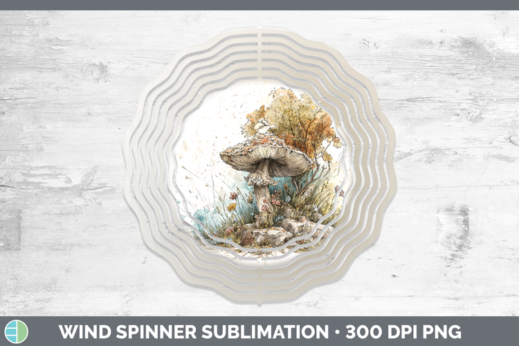 Destroying Angel Mushroom Sketch Wind Spinner Sublimation De