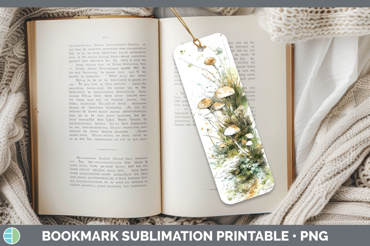 Enoki Mushroom Sketch Bookmark Sublimation Design