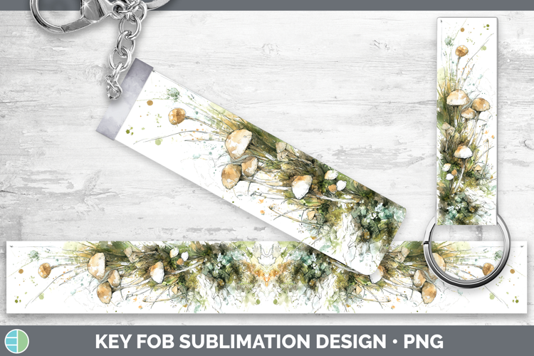 Enoki Mushroom Sketch Key Fob Sublimation Design