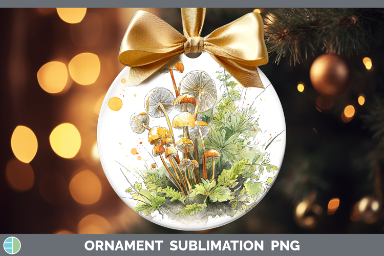 Enoki Mushroom Sketch Ornament Sublimation Design