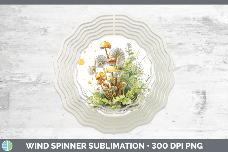 Enoki Mushroom Sketch Wind Spinner Sublimation Design