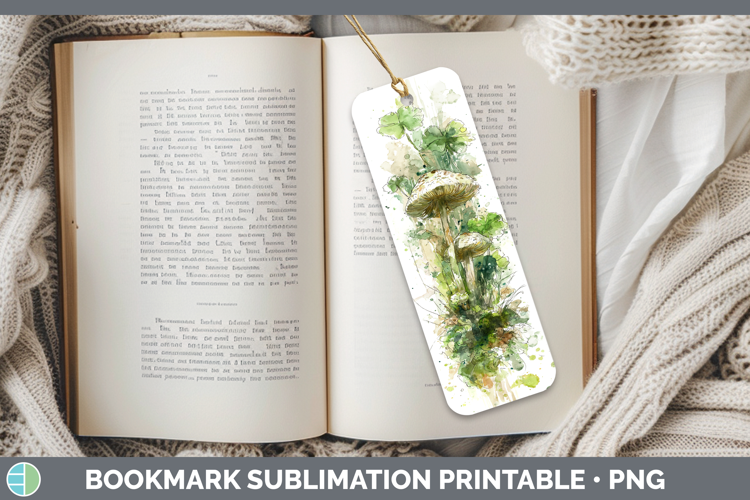 False Parasol Mushroom Sketch Bookmark Sublimation Design