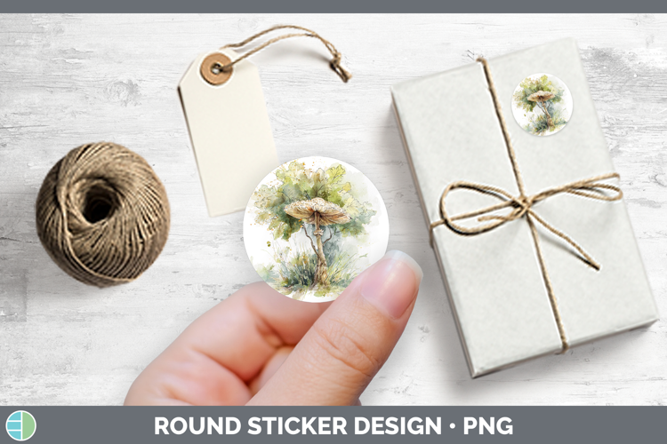 False Parasol Mushroom Sketch Stickers Design