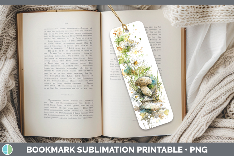 Hedgehog Mushroom Sketch Bookmark Sublimation Design