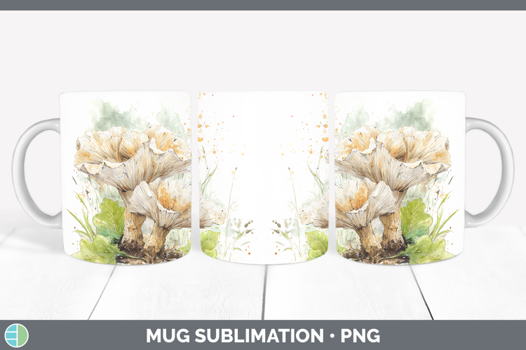Hedgehog Mushroom Sketch Mug Wrap Sublimation Design