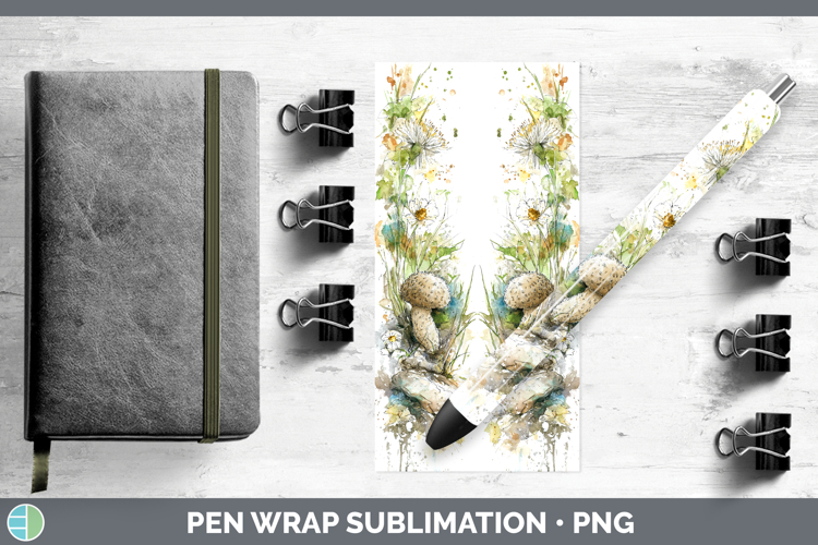 Hedgehog Mushroom Sketch Pen Wrap Sublimation Design