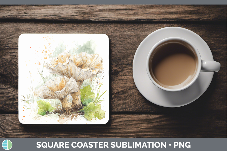 Hedgehog Mushroom Sketch Square Coaster Sublimation Design
