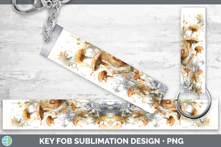 Honey Mushroom Sketch Key Fob Sublimation Design