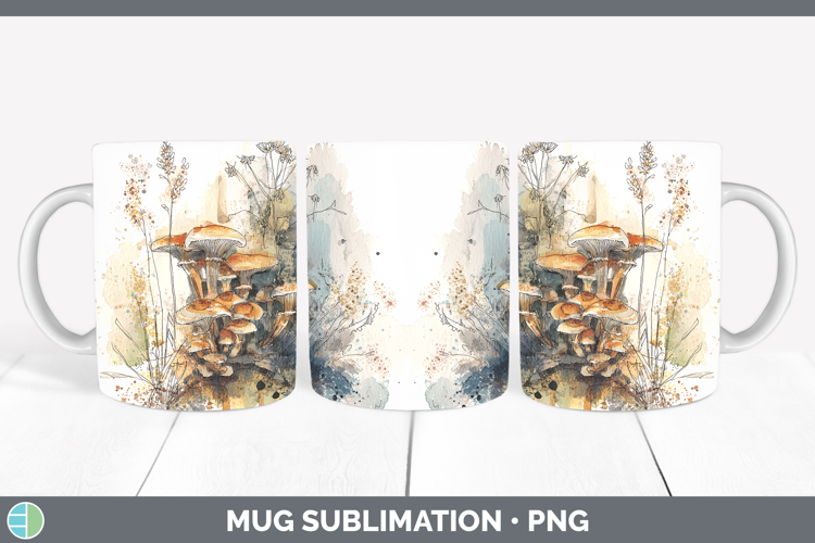Honey Mushroom Sketch Mug Wrap Sublimation Design