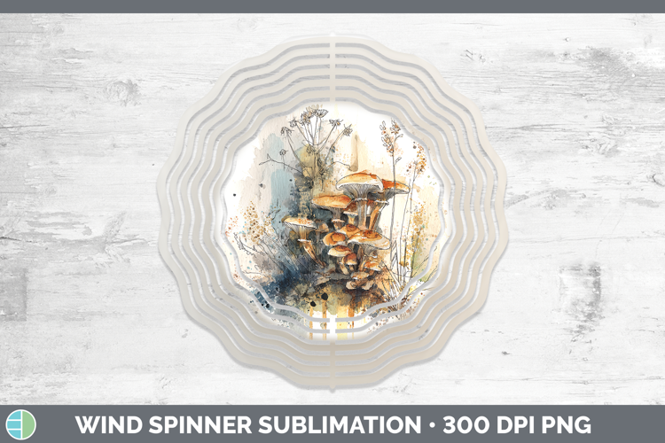 Honey Mushroom Sketch Wind Spinner Sublimation Design