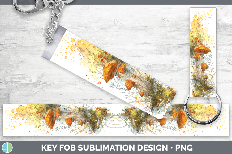Jack O Lantern Mushroom Sketch Key Fob Sublimation Design