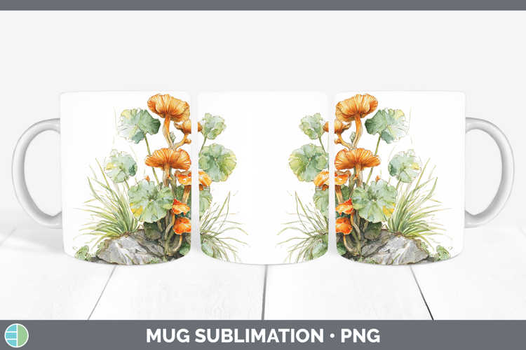 Jack O Lantern Mushroom Sketch Mug Wrap Sublimation Design