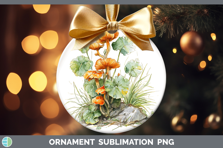 Jack O Lantern Mushroom Sketch Ornament Sublimation Design