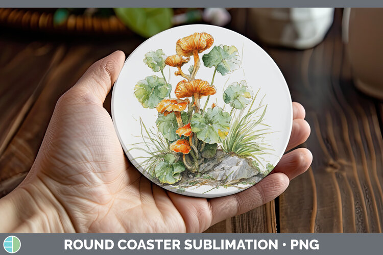 GorgeousMushroom Sketch Round Coaster design.