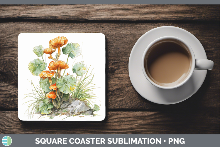 Jack O Lantern Mushroom Sketch Square Coaster Sublimation De
