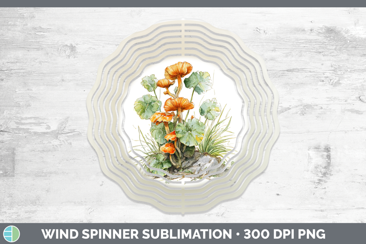 Jack O Lantern Mushroom Sketch Wind Spinner Sublimation Desi