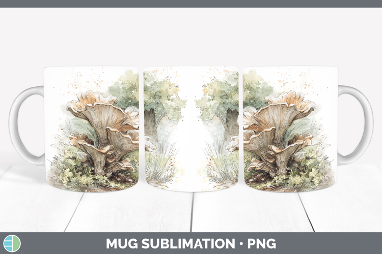 King Oyster Mushroom Sketch Mug Wrap Sublimation Design