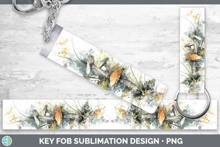 King Trumpet Mushroom Sketch Key Fob Sublimation Design