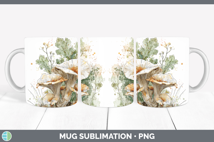 King Trumpet Mushroom Sketch Mug Wrap Sublimation Design