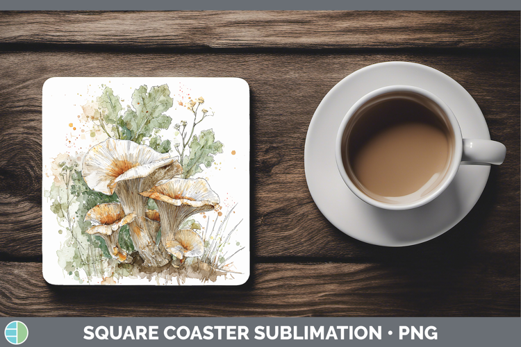 King Trumpet Mushroom Sketch Square Coaster Sublimation Desi