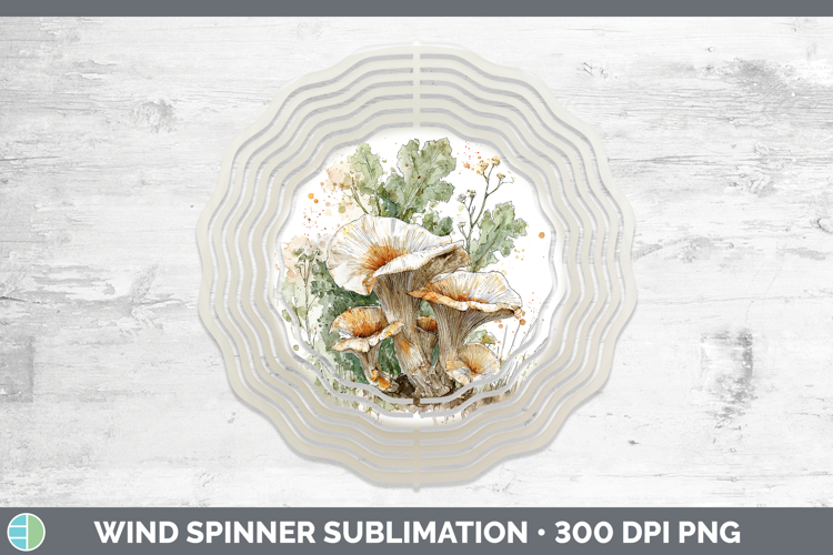 King Trumpet Mushroom Sketch Wind Spinner Sublimation Design