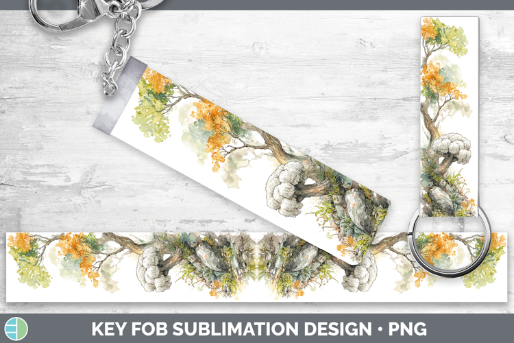 Lions Mane Mushroom Sketch Key Fob Sublimation Design