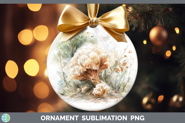 Lions Mane Mushroom Sketch Ornament Sublimation Design