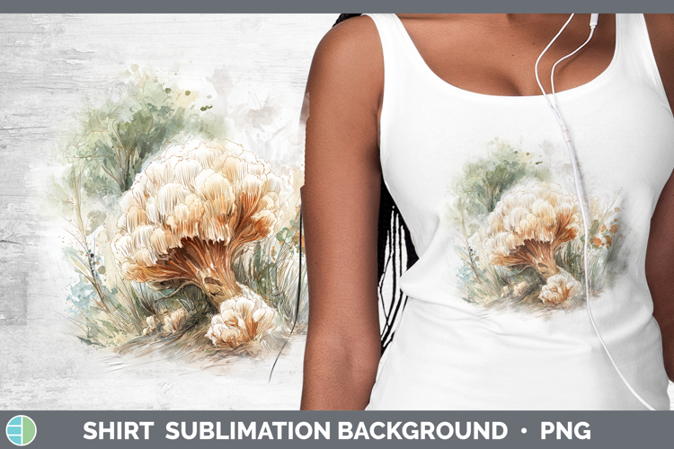 Lions Mane Mushroom Sketch Shirt Sublimation Design