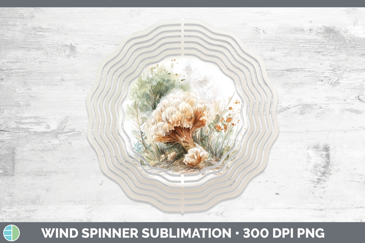 Lions Mane Mushroom Sketch Wind Spinner Sublimation Design