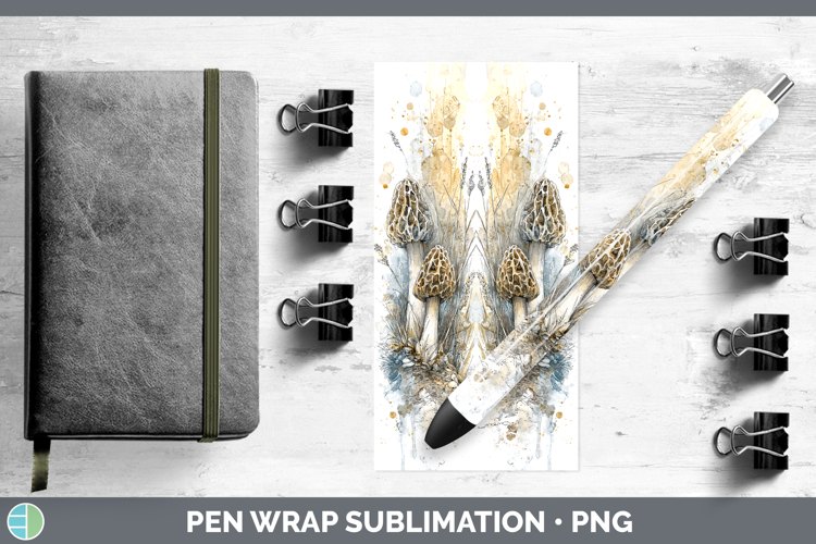 Morel Mushroom Sketch Pen Wrap Sublimation Design
