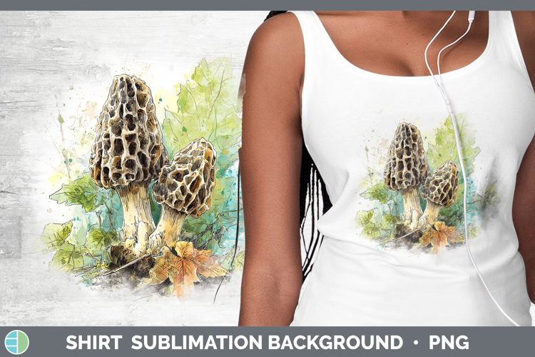 Morel Mushroom Sketch Shirt Sublimation Design